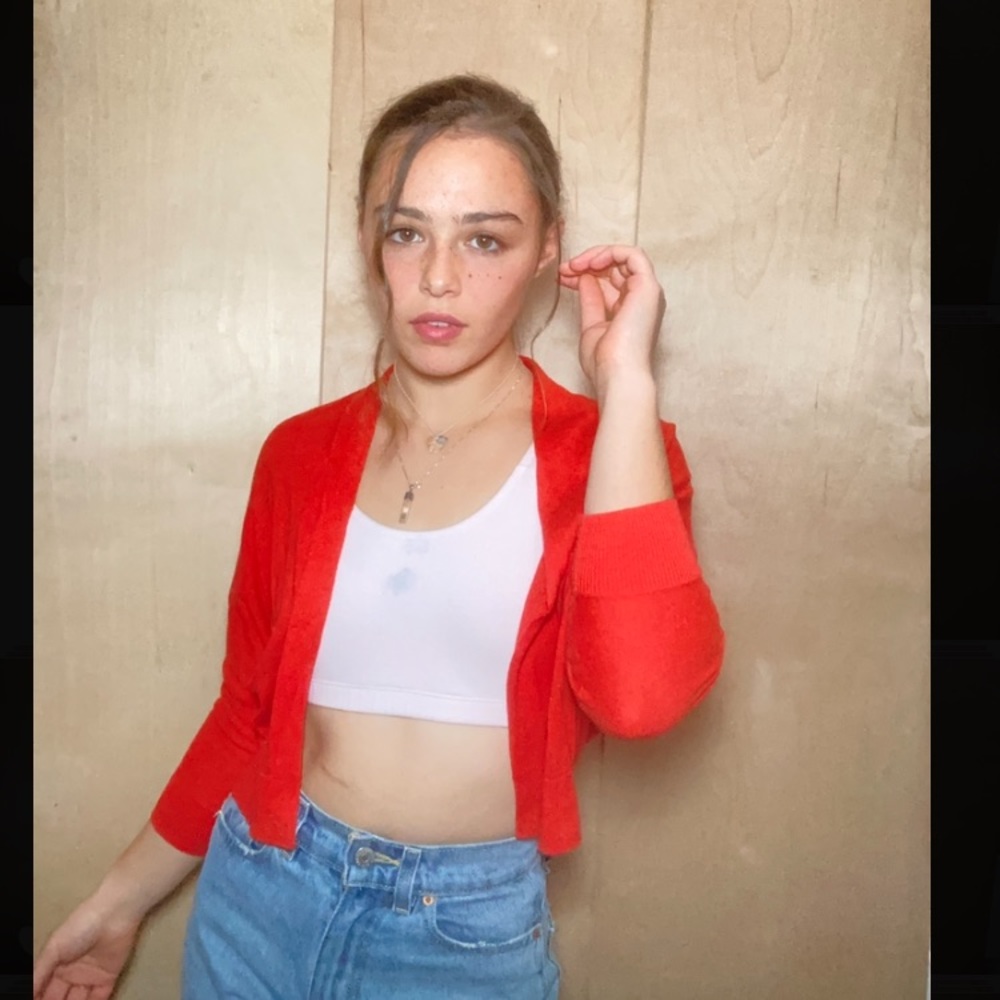 Old Navy coral cropped cardigan